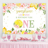 Toile de fond de fête d'anniversaire de fruits d'été Foral rose citron